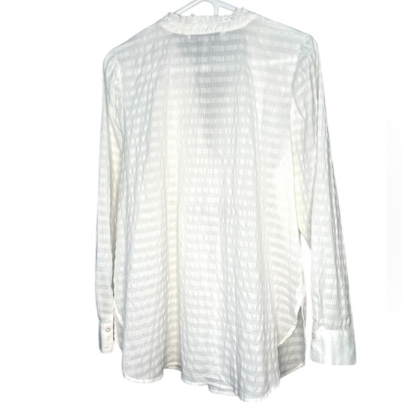 The Nines by Hatch maternity white cotton striped lightweight button-down top XL - Picture 3 of 8